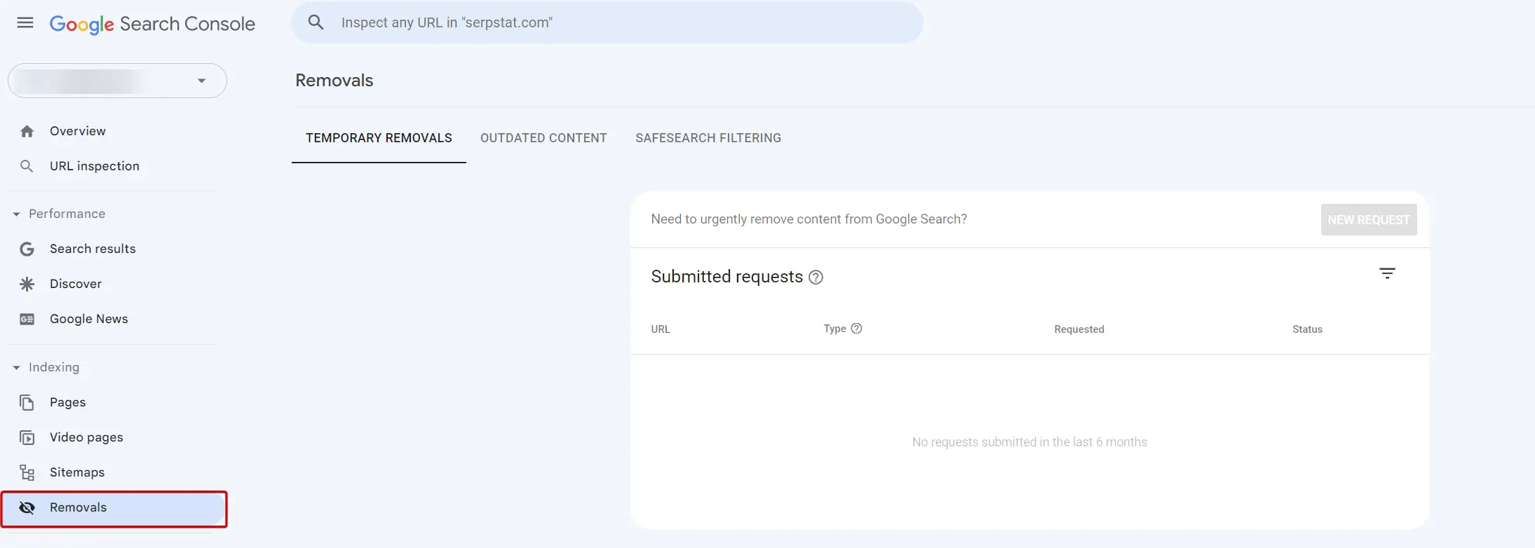 Видалення URL-адрес з індексу в Search Console