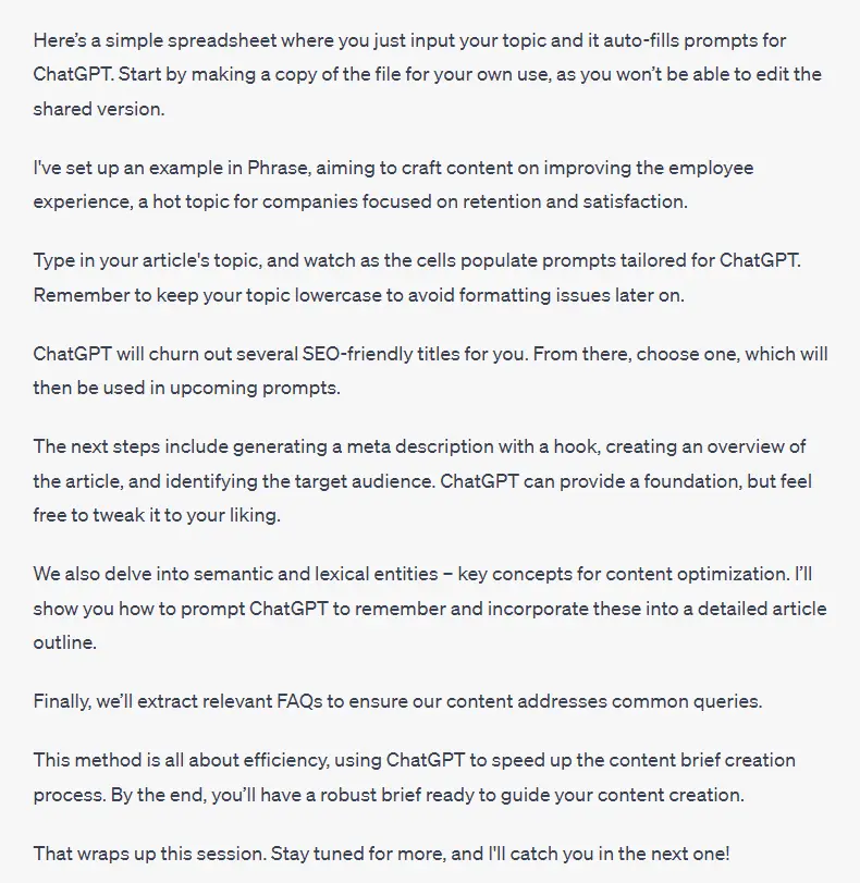 The improved text to add to the ready-made content brief as a reference