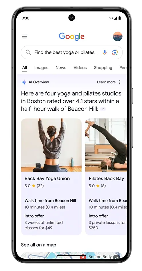 Generative AI in Google, local search