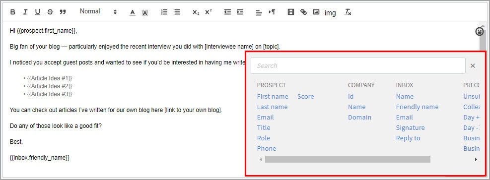 Using QuickMail for writing email templates