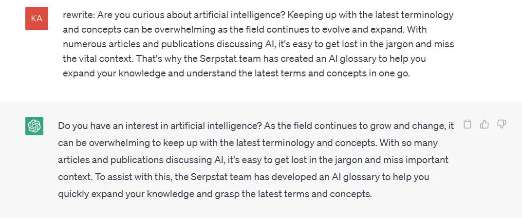 ChatGPT, Paraphrasing