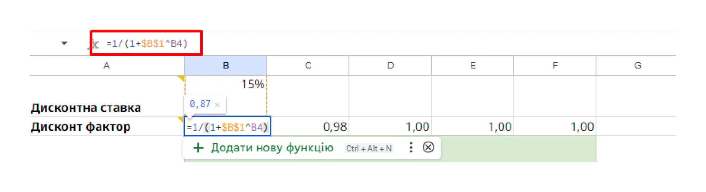 Розрахунок дисконт фактора