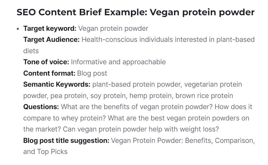 SEO Content Brief Example