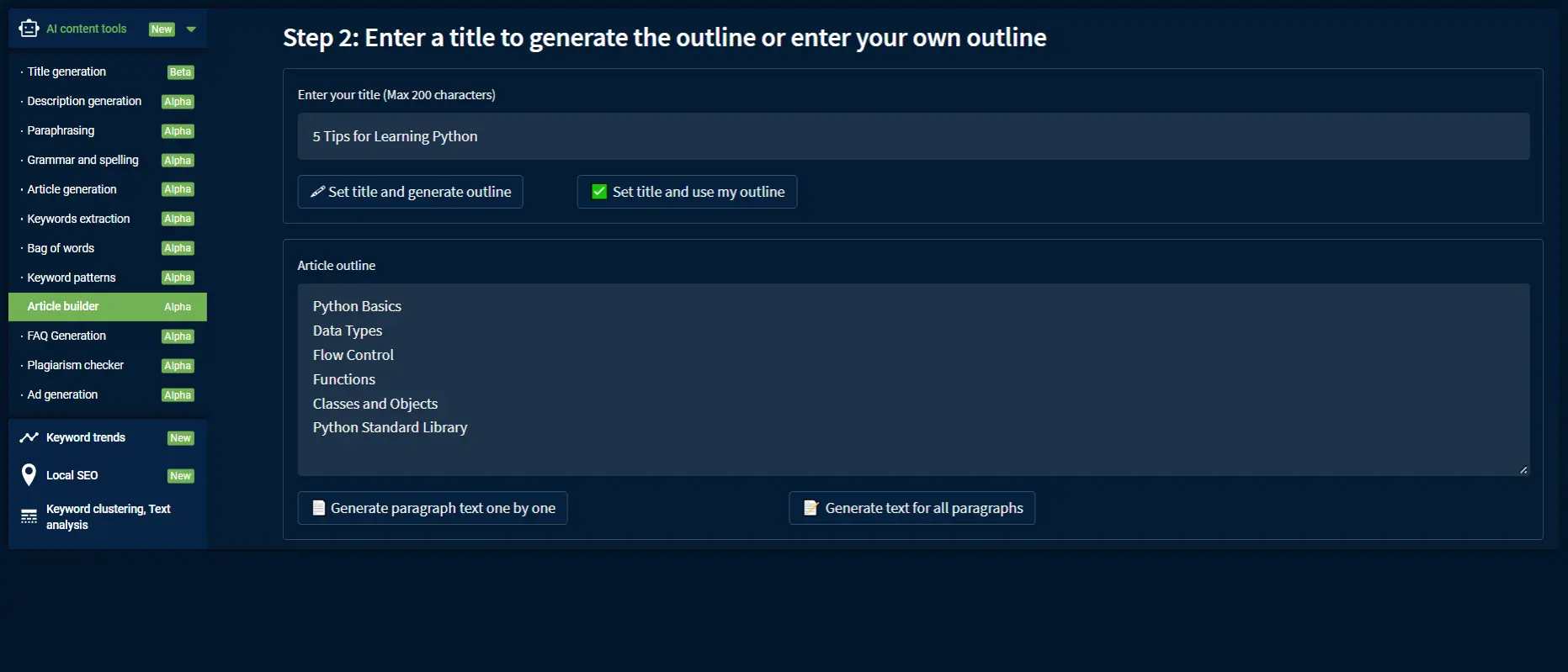 Title and Description meta tags generation