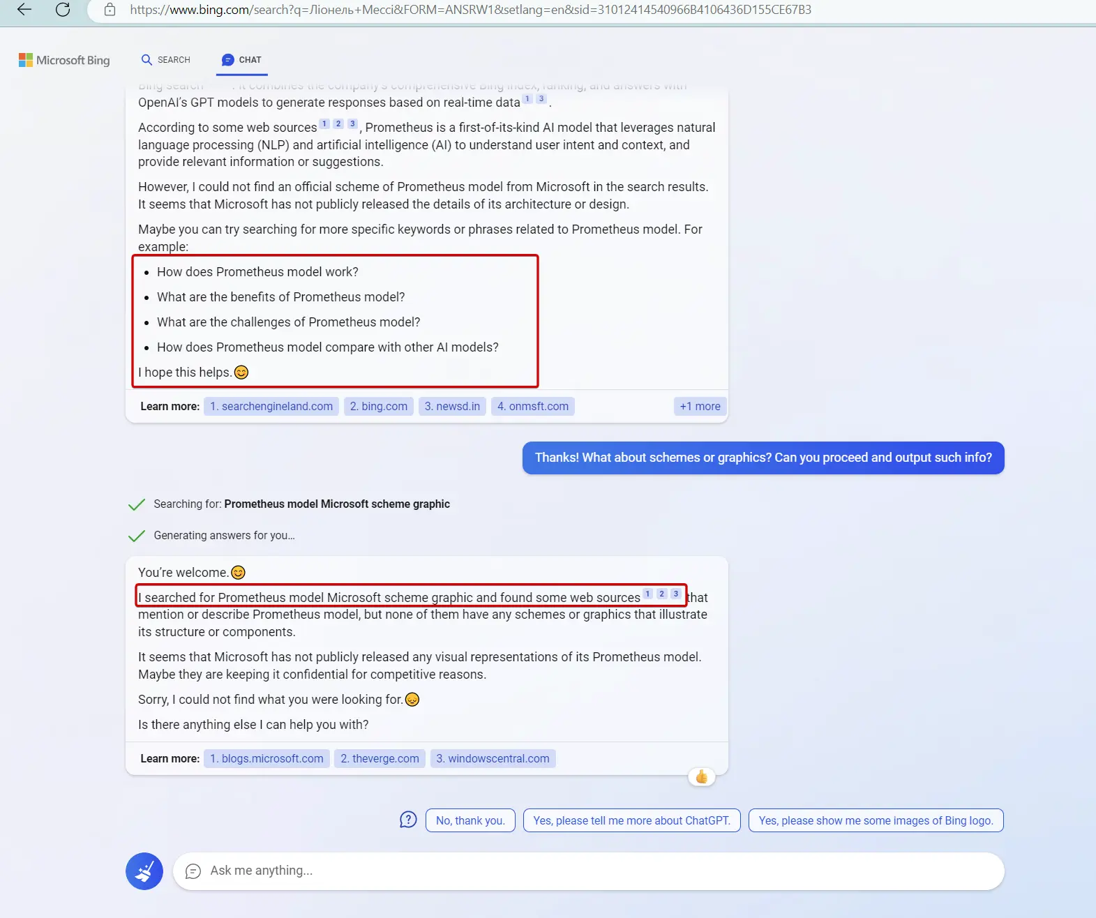 The ability of AI chatbots to offer search suggestions