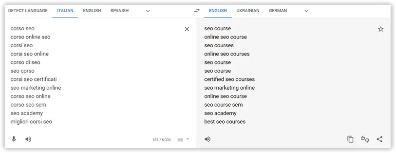 Italian translate