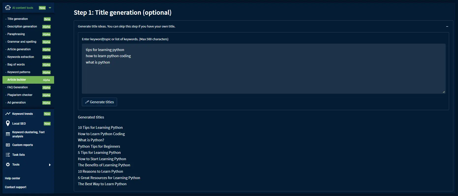 Title and Description meta tags generation