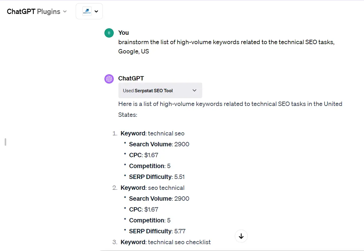 ChatGPT Plugins Serpstat