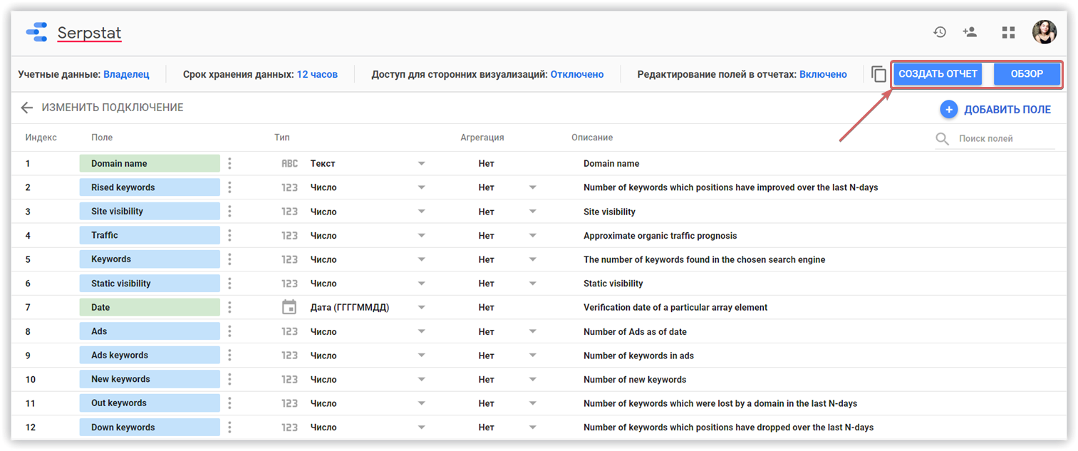 Коннектор Serpstat и Google Data Studio 16261788739507 Коннектор Serpstat и Google Data Studio 16261788739507
