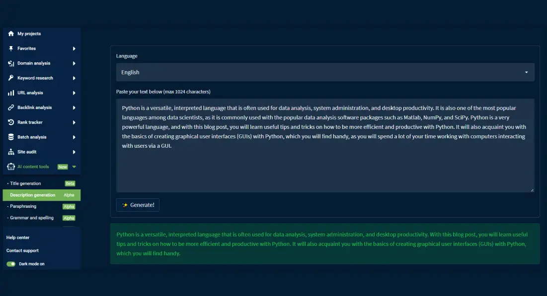 Title and Description meta tags generation