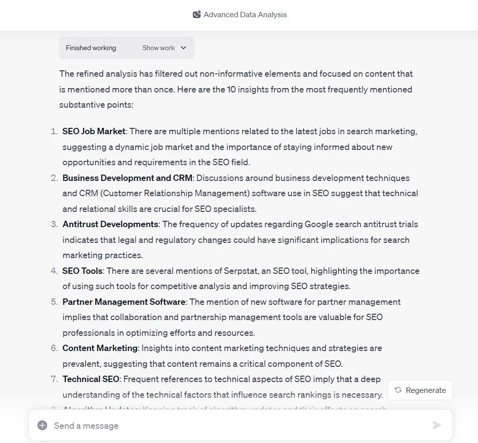 10 insights from the most frequently mentioned substantive points