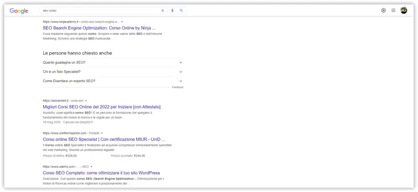 Google search results