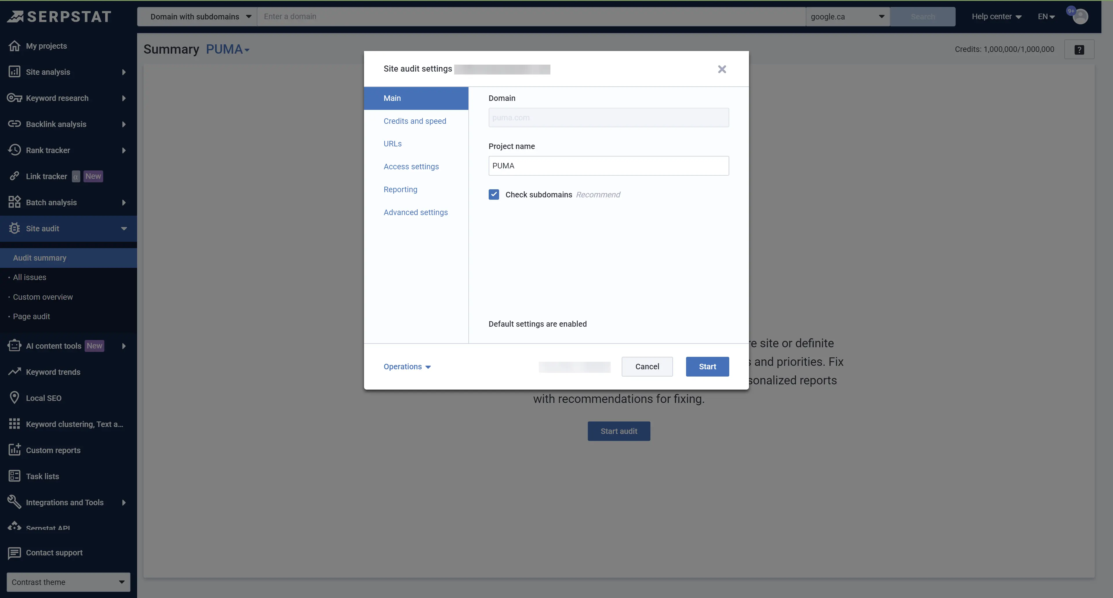 Site Audit Serpstat