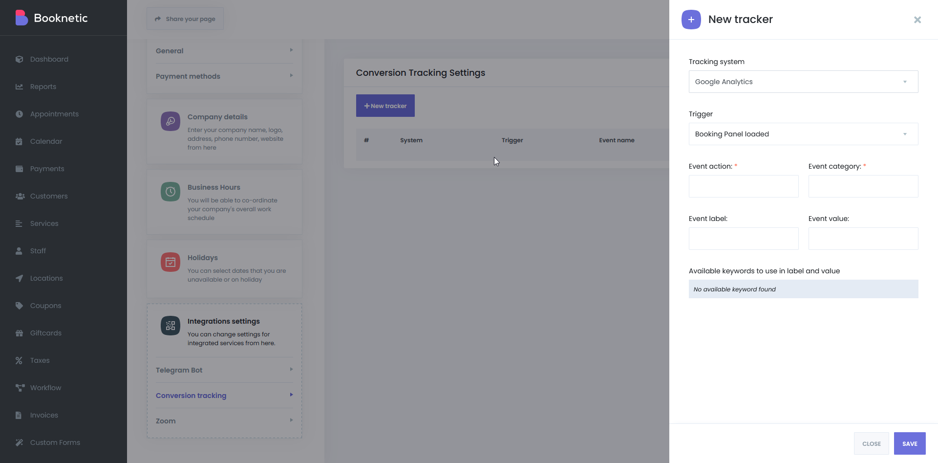 how to set up Google Analytics on Booknetic