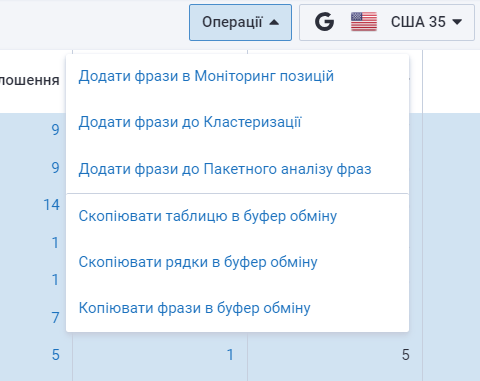 Операції з ключовими фразами