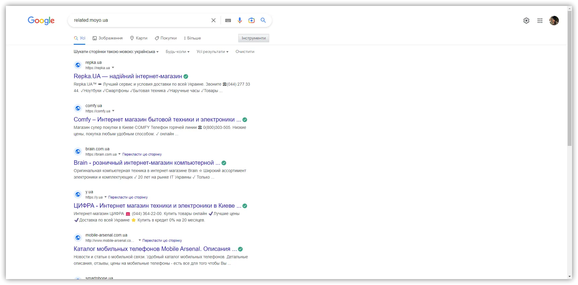 Оператор: related: