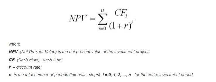 The standard NPV formula