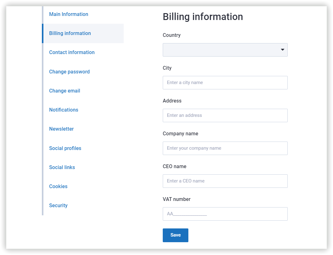 Billing information