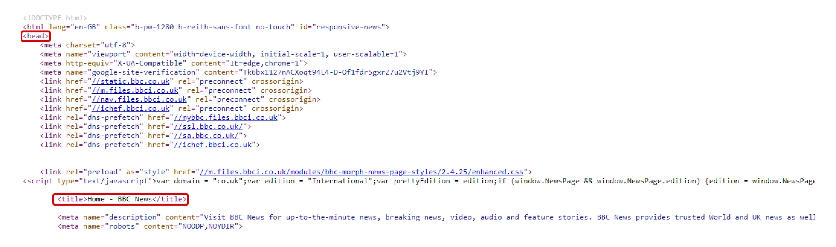 Title inside the HTML element