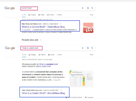 Google search results