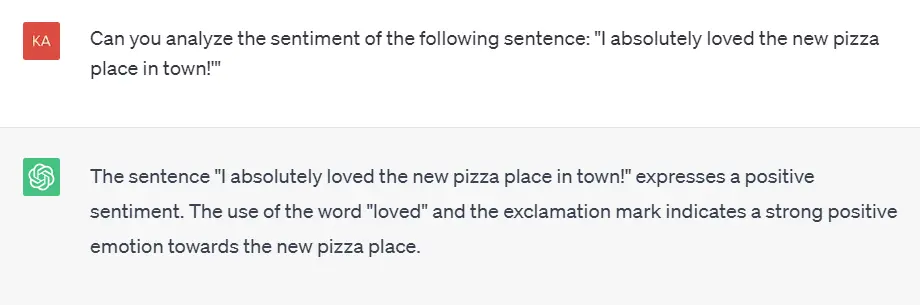 Example of a prompt that can be used to perform sentiment analysis