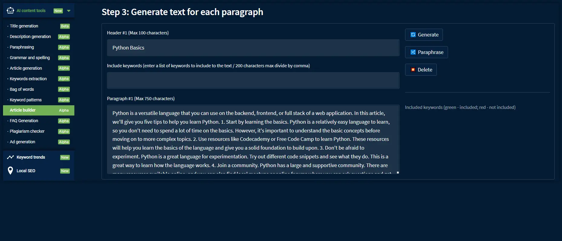 Title and Description meta tags generation