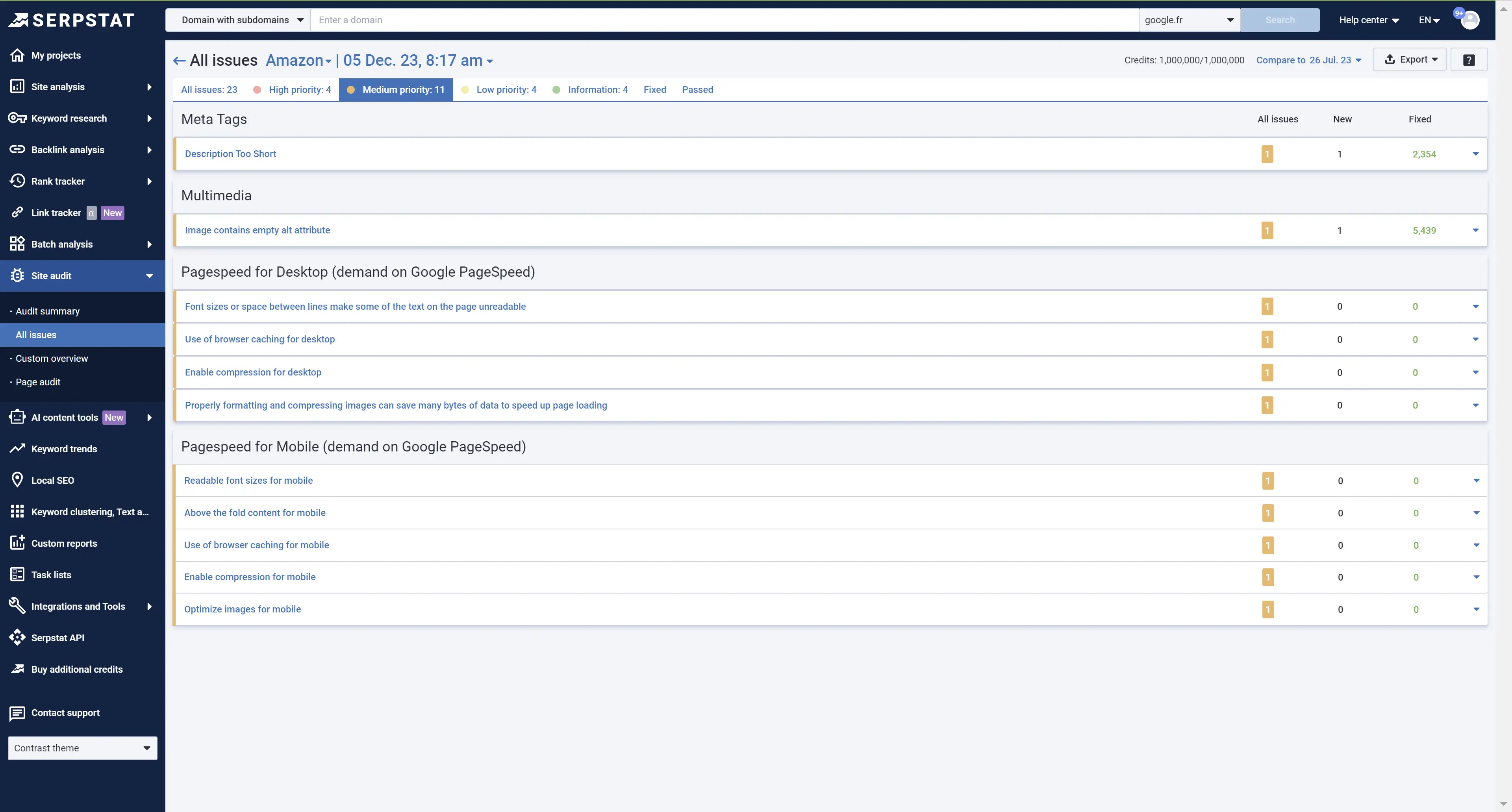 Serpstat Audit tool