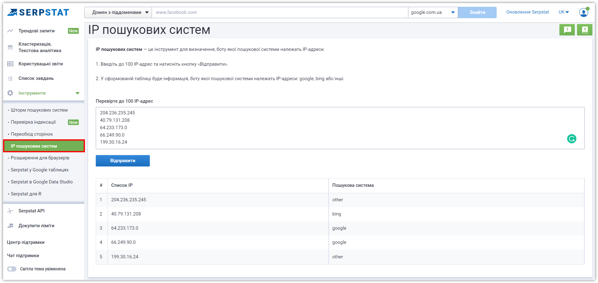 IP пошукових систем