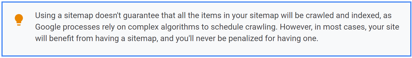warning about using sitemap