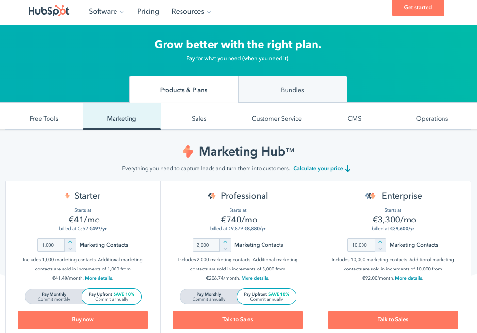 HubSpot: Pricing
