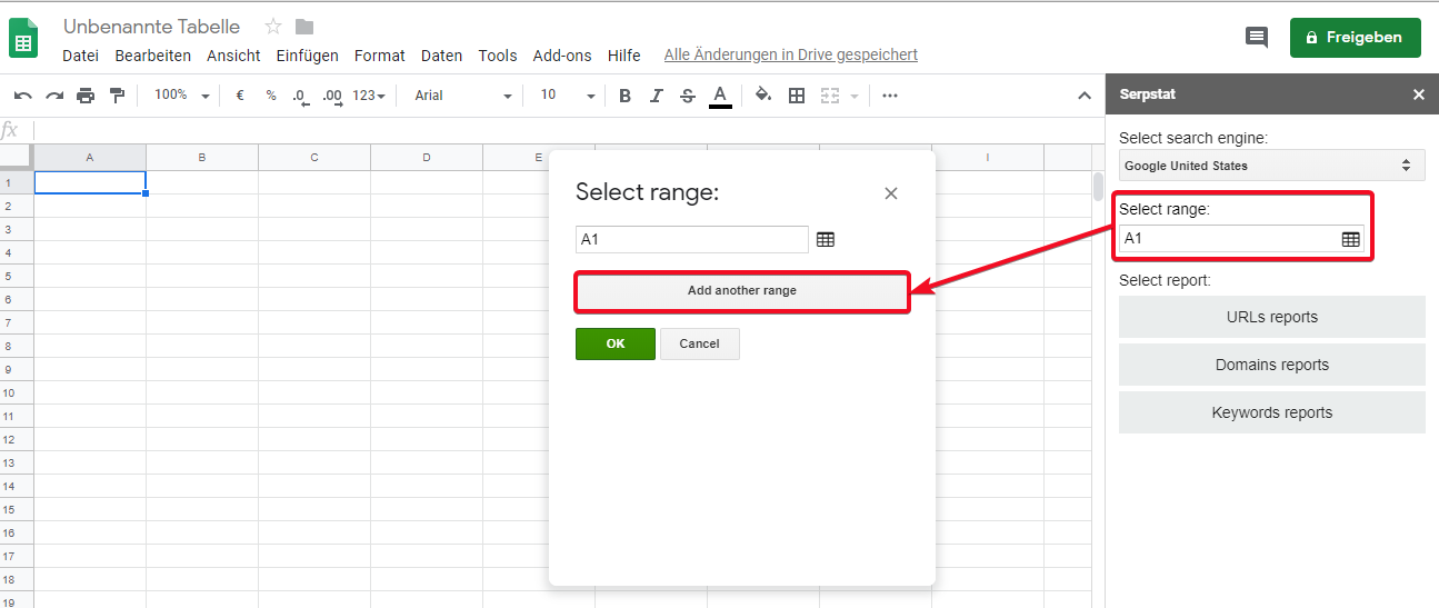 Serpstat Batch Analysis-Erweiterung für Google Spreadsheets 16261788292771