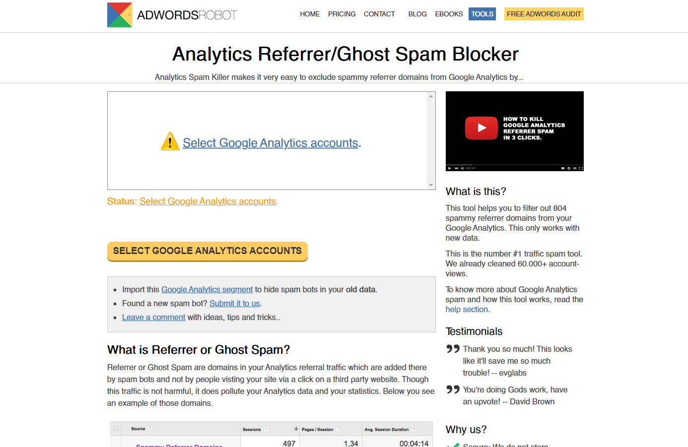 Google Analytics Referrer Spam Killer