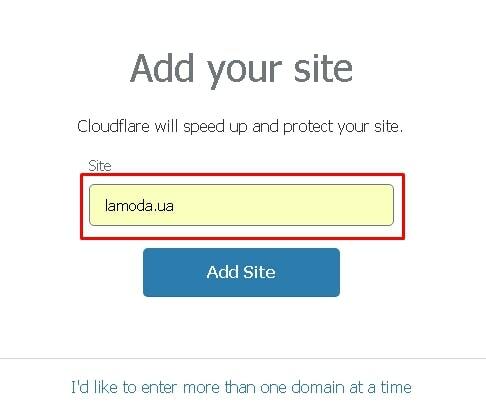 Добавление сайта в CloudFlare