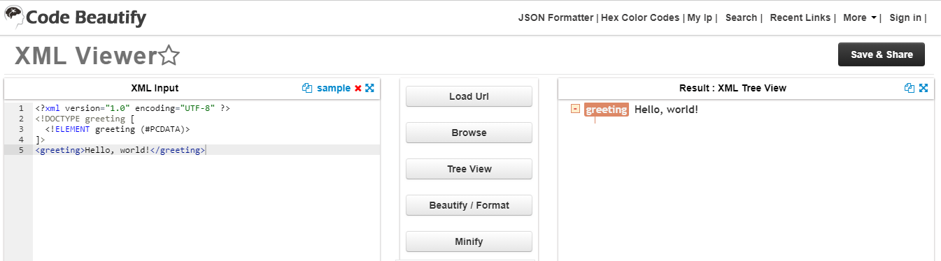 Онлайн-редактор кода XML Code Beautify