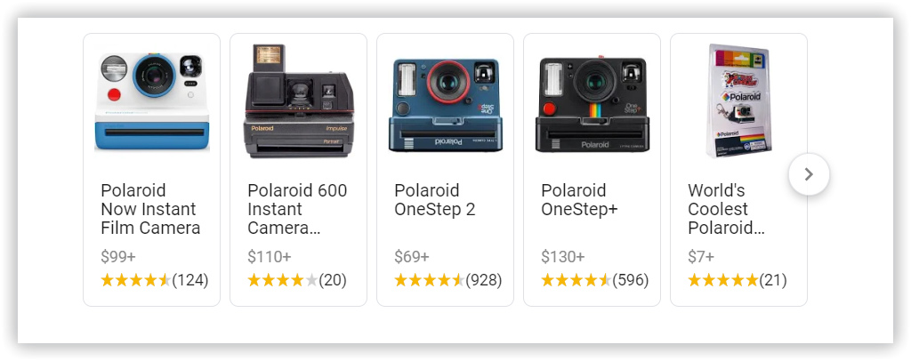top shopping results block