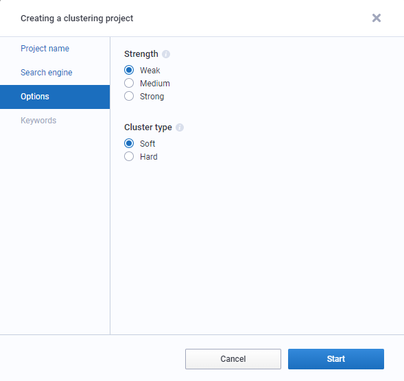 Serpstat Keyword Clustering settings