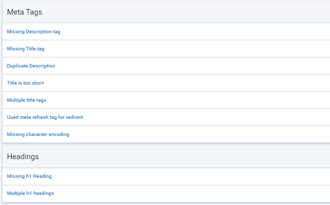 Serpstat Site Audit: Issues with Meta Tags