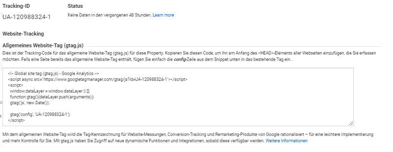 Google Analytics Tracking ID