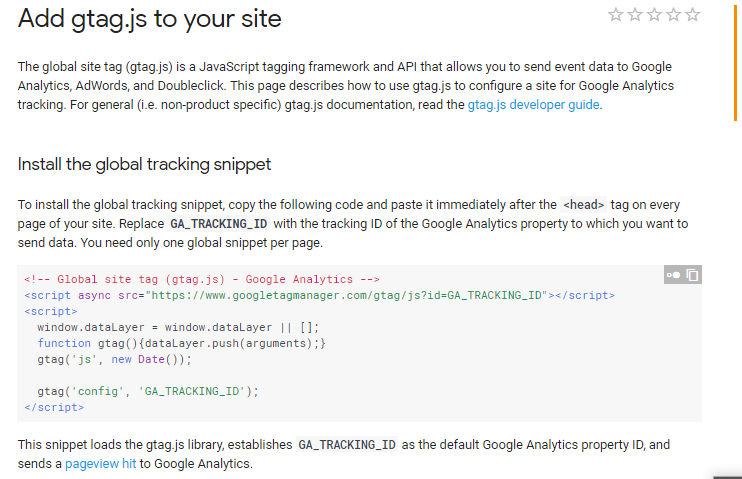 Google Analytics Script Global Site Tag