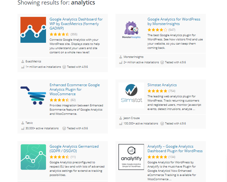 Weitere Plugins für Google Analytics