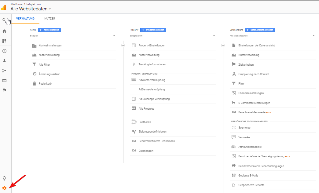 Google Analytics Verwaltung