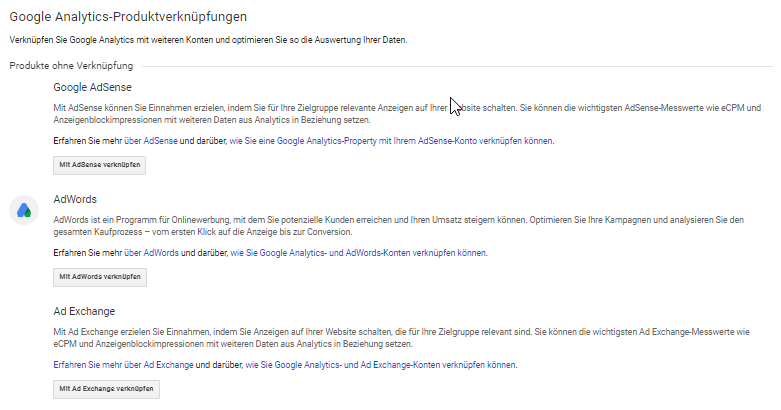 Verknüpfung mit Adwords