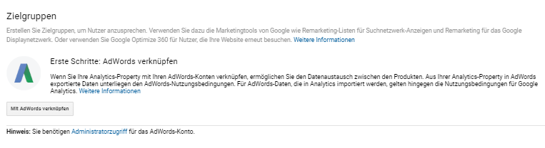 Einstellung der Zielgruppen