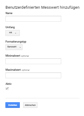 Benutzerdefinierte Messwerte