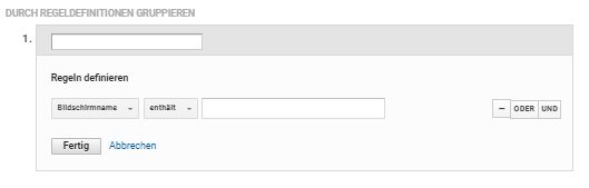Definierung der Regel Google Analytics