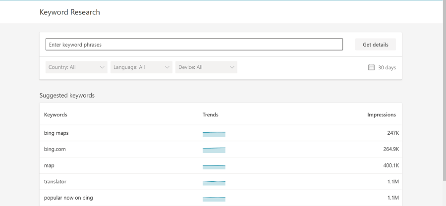 Bing keyword tool for keyword research