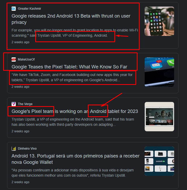 Trystan Upstill articles
