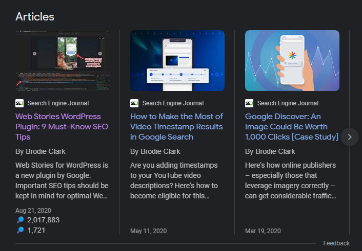 articles in google search