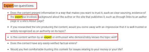 Expertise questions