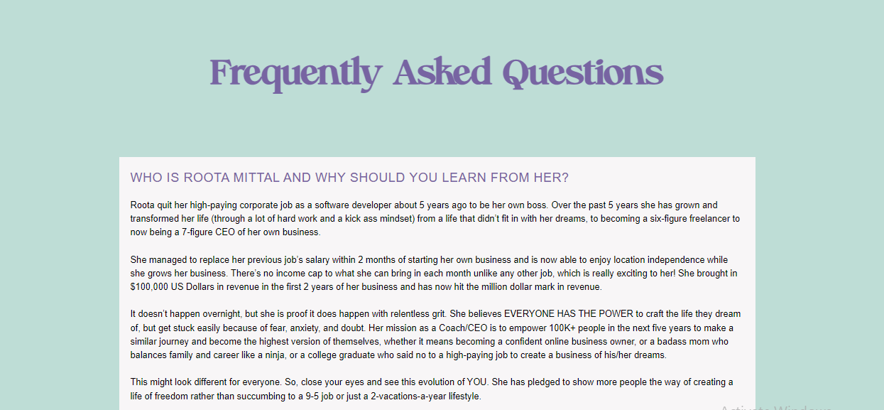 FAQ section